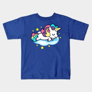 Cute Kawaii Unicorn Sleeping on Clouds Unicorn Gift for Kids Kids T-Shirt